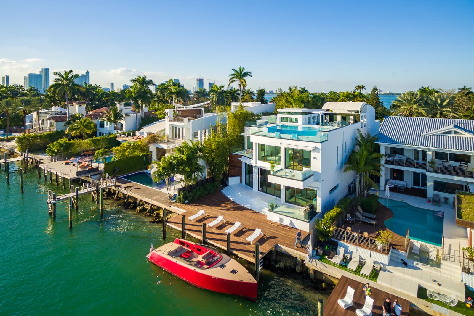 Private waterfront villa with a pool in South Florida